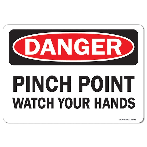 Signmission OSHA Danger Sign, Pinch Point Watch Your Hands, 24in X 18in Rigid Plastic, 18" W, 24" L, Landscape OS-DS-P-1824-L-19465 - main